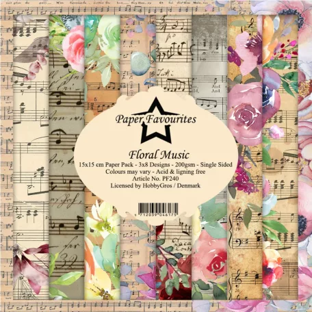 Paper Favourites Scrapbook papírkészlet 6" (15 cm) - Floral Music - Paper Pack (24 ív)