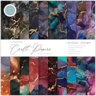   Craft Consortium Papírkészlet 12" (30 cm) - Ink Drops Midnight - Essential Craft Papers (30 lap)