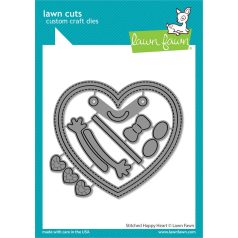   Lawn Fawn Vágósablon LF3316 - Stitched Happy Heart - Lawn Cuts (1 csomag)