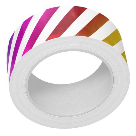 Dekorációs ragasztószalag , Diagonal Rainbow Stripes / Foiled Washi Tape (1 db)