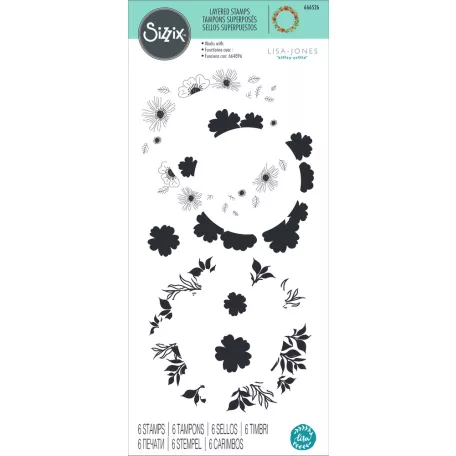 SIZZIX szilikonbélyegző 666526, Botanic Wreath / Sizzix Layered Clear Stamps  (1 csomag)