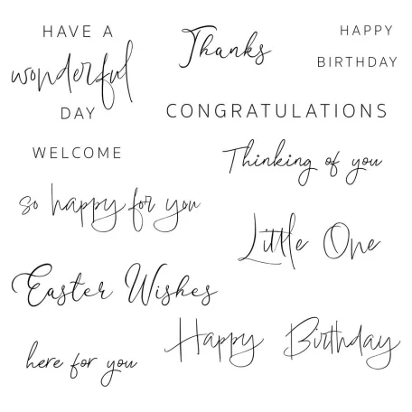 SIZZIX szilikonbélyegző 666519, Daily Sentiments / Sizzix Clear Stamps  (1 csomag)