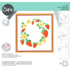   SIZZIX Stencil 666528, Strawberry Wreath / Sizzix Layered Stencil (1 csomag)
