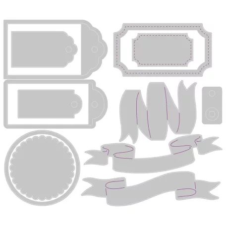 SIZZIX vágósablon 666250 - Vintage Tags & Banners - Kath Breen - Thinlits Die Set  (1 csomag)