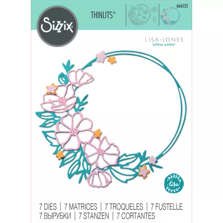 SIZZIX vágósablon 666522 - Floral Round - Lisa Jones - Thinlits Die Set  (1 csomag)