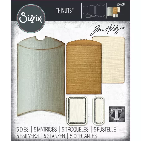 SIZZIX vágósablon 666568 - Vault Pillow Box + Bag - Tim Holtz - Thinlits Die Set  (1 csomag)