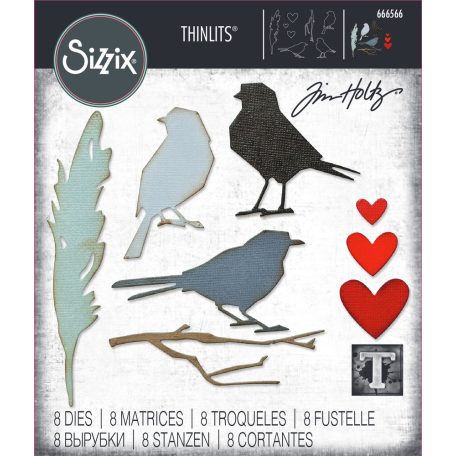 SIZZIX vágósablon 666566 - Vault Lovebirds - Tim Holtz - Thinlits Die Set  (1 csomag)