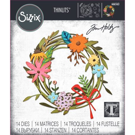 SIZZIX vágósablon 666563 - Vault Funky Floral Wreath - Tim Holtz - Thinlits Die Set  (1 csomag)
