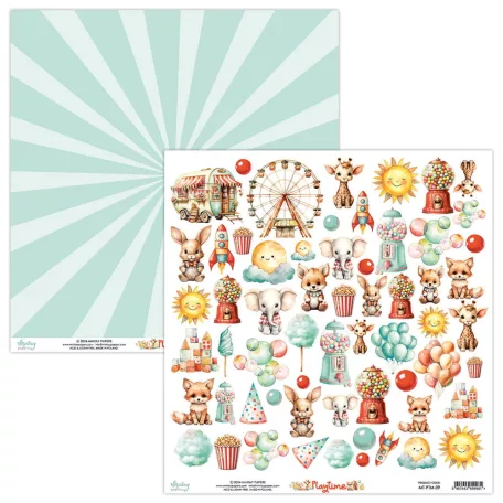 Mintay Papers Scrapbook papír 12" (30 cm) - Kivágóív - Elements - Playtime (1 lap)