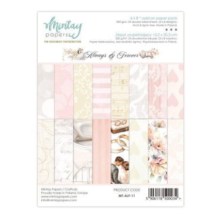 Mintay Papers Papírkészlet 6"x8" (15x20 cm) - Paper Pad - Always & Forever (24 lap)