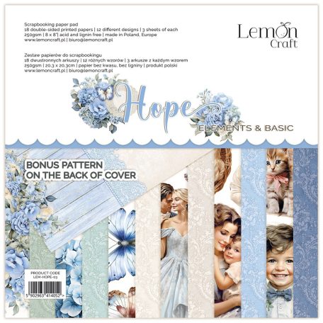 LemonCraft Papírkészlet / Kivágóív 8" (20 cm) - Hope - Scrapbooking Paper Pad (1 csomag)