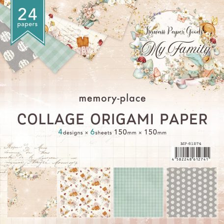 Memory Place Origami papír 6" (15 cm) - My Family - Collage Origami Paper (24 db)