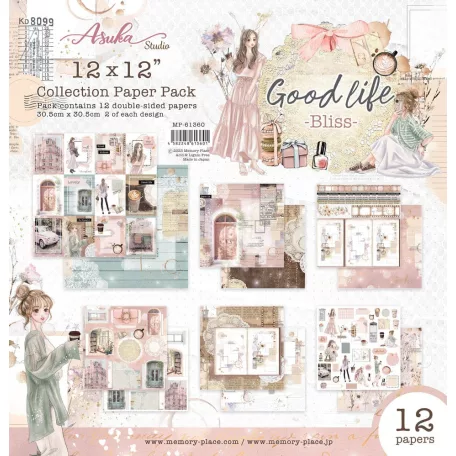 Memory Place Papírkészlet 12" (30 cm) - Good Life Bliss - Collection Paper Pack (12 lap)