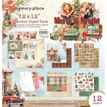Memory Place Papírkészlet 12" (30 cm) - Merry & Bright - Collection Paper Pack (12 lap)