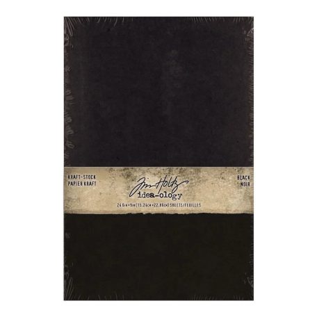 Tim Holtz Papírkészlet - Kraft-Stock Stack Black - Tim Holtz - Idea-ology (24 ív)