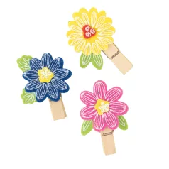   American Crafts Virágos csipesz - Bea Valint - Poppy and Pear - Flower Clothespins - Embellishment (6 db)