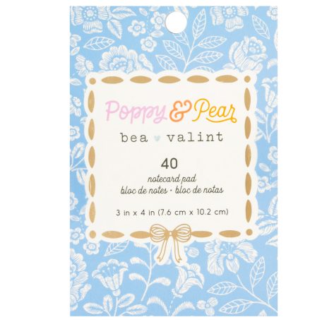 American Crafts Komment kártya - Bea Valint - Poppy and Pear - 3 x 4 - Notecard Pad - Gold Foil - Embellishment (1 csomag)