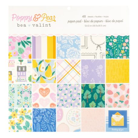 American Crafts Papírkészlet 12" (30 cm) - Bea Valint - Poppy and Pear - Paper Pad (48 lap)