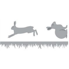   Vágósablon 5X10 cm - Grass, Rabbit, Hare - CE Dies (1 csomag)