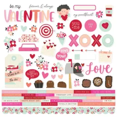   Simple Stories Matrica 12" (30 cm) - Cardstock Stickers - Valentine's Day (1 ív)