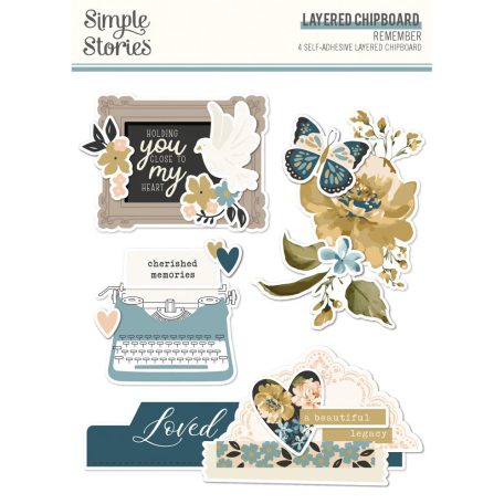 Simple Stories Chipboard  - Layered Chipboard - Remember (1 csomag)
