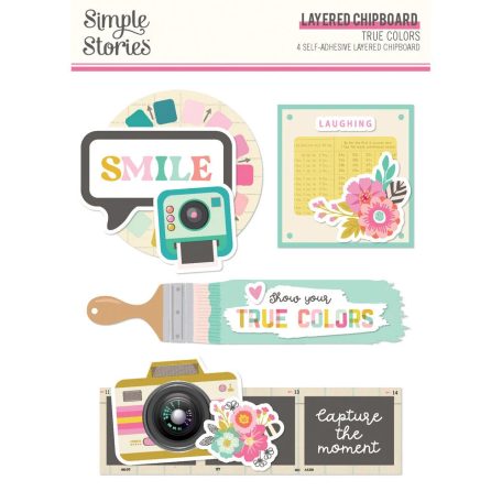 Simple Stories Chipboard  - Layered Chipboard - True Colors (1 csomag)