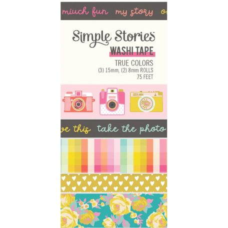 Simple Stories Dekorációs ragasztószalag  - Washi Tape - True Colors (5 db)