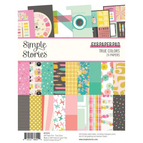 Simple Stories Papírkészlet 6"x8" - Paper Pad - True Colors (24 lap)