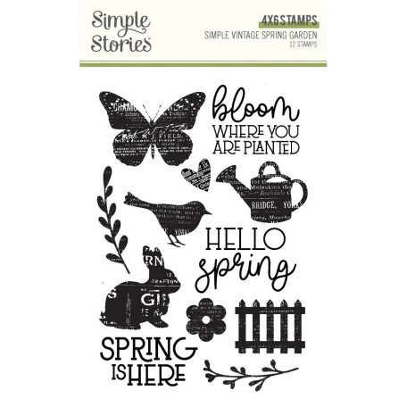Simple Stories Szilikonbélyegző  - Clear Stamps - Simple Vintage Spring Garden (1 csomag)