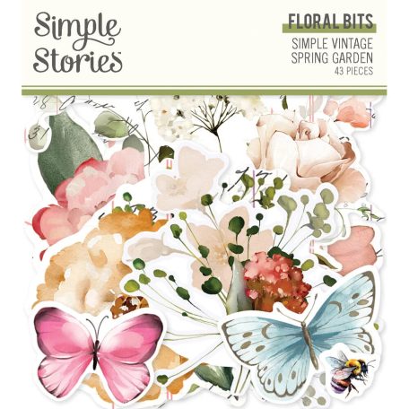 Simple Stories Kivágatok  - Floral Bits & Pieces - Simple Vintage Spring Garden (1 csomag)