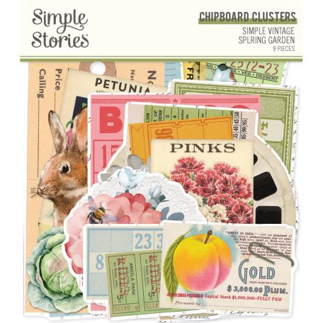 Simple Stories Chipboard kivágat  - Chipboard Clusters  - Simple Vintage Spring Garden (1 csomag)