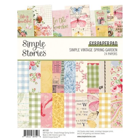 Simple Stories Papírkészlet 6"x8" - Paper Pad - Simple Vintage Spring Garden (24 lap)