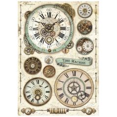   Stamperia Rizspapír A4 - Voyages Fantastiques - Clocks - Rice Paper (1 ív)