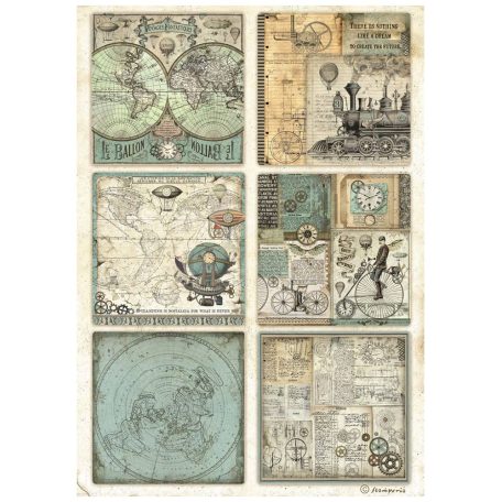 Stamperia Rizspapír A4 - Voyages Fantastiques - 6 Cards - Rice Paper (1 ív)