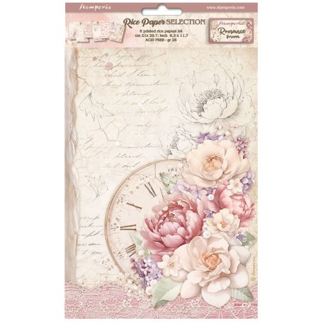 Stamperia Rízspapír készlet A4 - Romance Forever - Rice Paper Selection (6 ív)