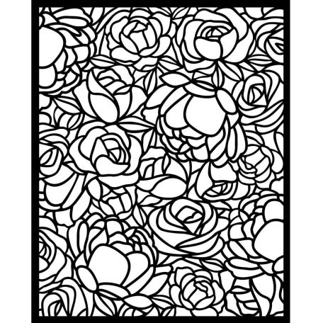 Stamperia Vastag stencil 20x25cm - Romance Forever - Rose Pattern - Thick Stencil  (1 db)
