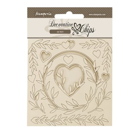 Stamperia Chipboard 14x14 cm - Romance Forever - HeartsDecorative Chips (1 ív)