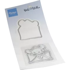   Marianne Design Vágósablon bélyegzővel - Hello Mouse - Egérke - Stamp & die kit (1 csomag)