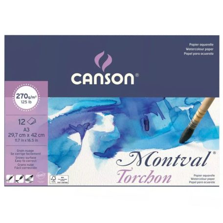 Canson Akvarellpapír tömb - A3 - 270 g - Montval Torchon Aquarelle (12 ív)