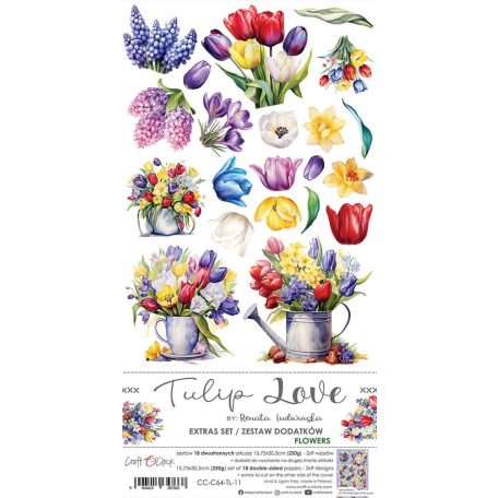 Craft O'Clock Kivágóív - Tulip Love - Flowers - Extras to Cut Set (18 ív)