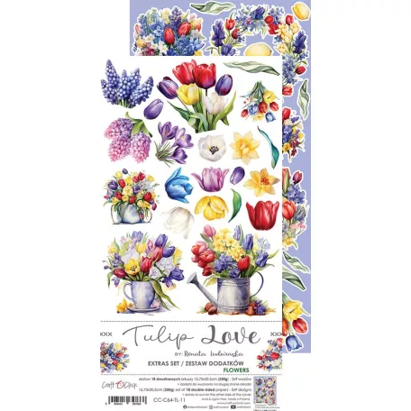 Craft O'Clock Kivágóív - Tulip Love - Flowers - Extras to Cut Set (18 ív)