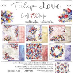   Craft O'Clock Scrapbook papírkészlet 12" (30 cm) - Tulip Love - Paper Collection Set (6 ív)