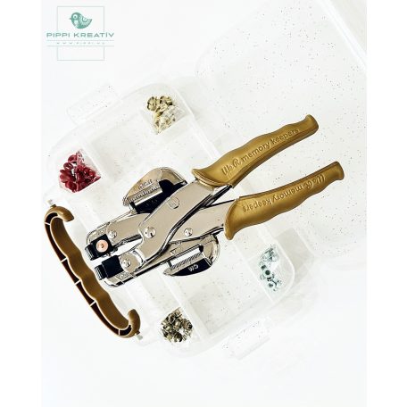 We R Makers Lyukasztó és szegecselő - Gold Case Crop-A-Dile készlet 100 db szegeccsel (1 csomag)