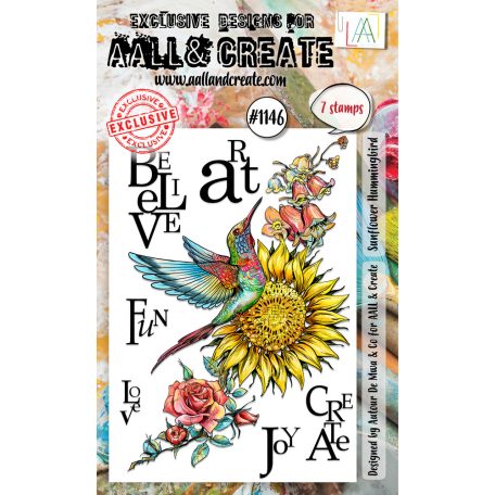 AALL & CREATE Szilikonbélyegző A6 - Sunflower Hummingbird - Stamp Set (1 db)
