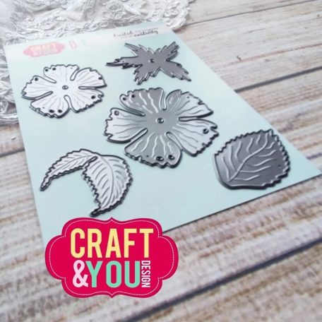 Craft & You Vágósablon - Rose With Leaves - Cutting Dies (1 csomag)