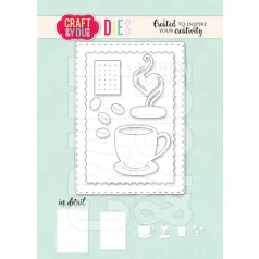   Craft & You Vágósablon - ATC Frame with a Cup of Coffee - Cutting Dies (1 csomag)