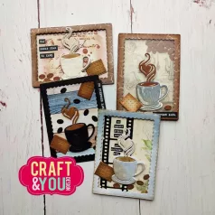   Craft & You Vágósablon - ATC Frame with a Cup of Coffee - Cutting Dies (1 csomag)