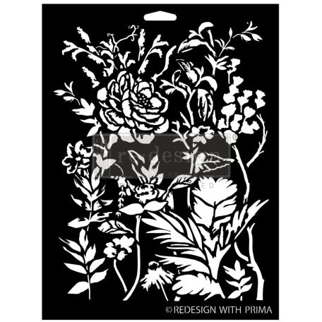 Re-Design with Prima Dekor Stencil 9"x12" - Cerulean Blooms - Decor Stencils (1 db)