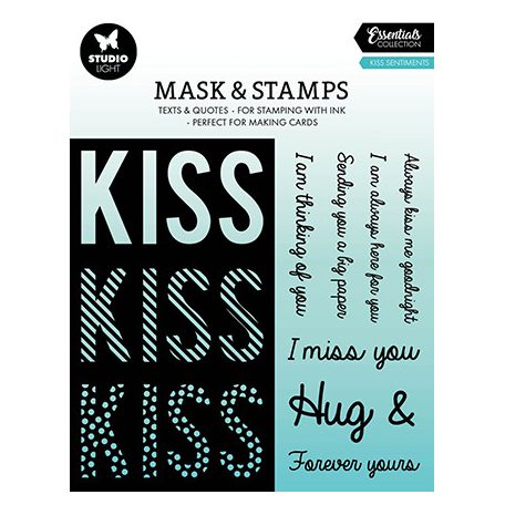 Studio Light Szilikonbélyegző és Stencil - Kiss sentiments - Set Stamp and Mask (1 csomag)