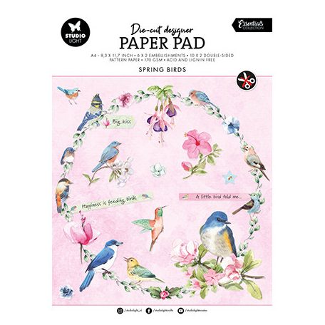 Studio Light Scrapbook kreatív készlet A4 - Spring birds - DIY Block - Essentials nr.144 (32 lap)